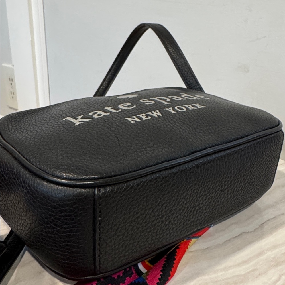 Kate Spade Bag Glitter On Mini Camera Black Pebbled Leather Crossbody - Picture 7 of 17